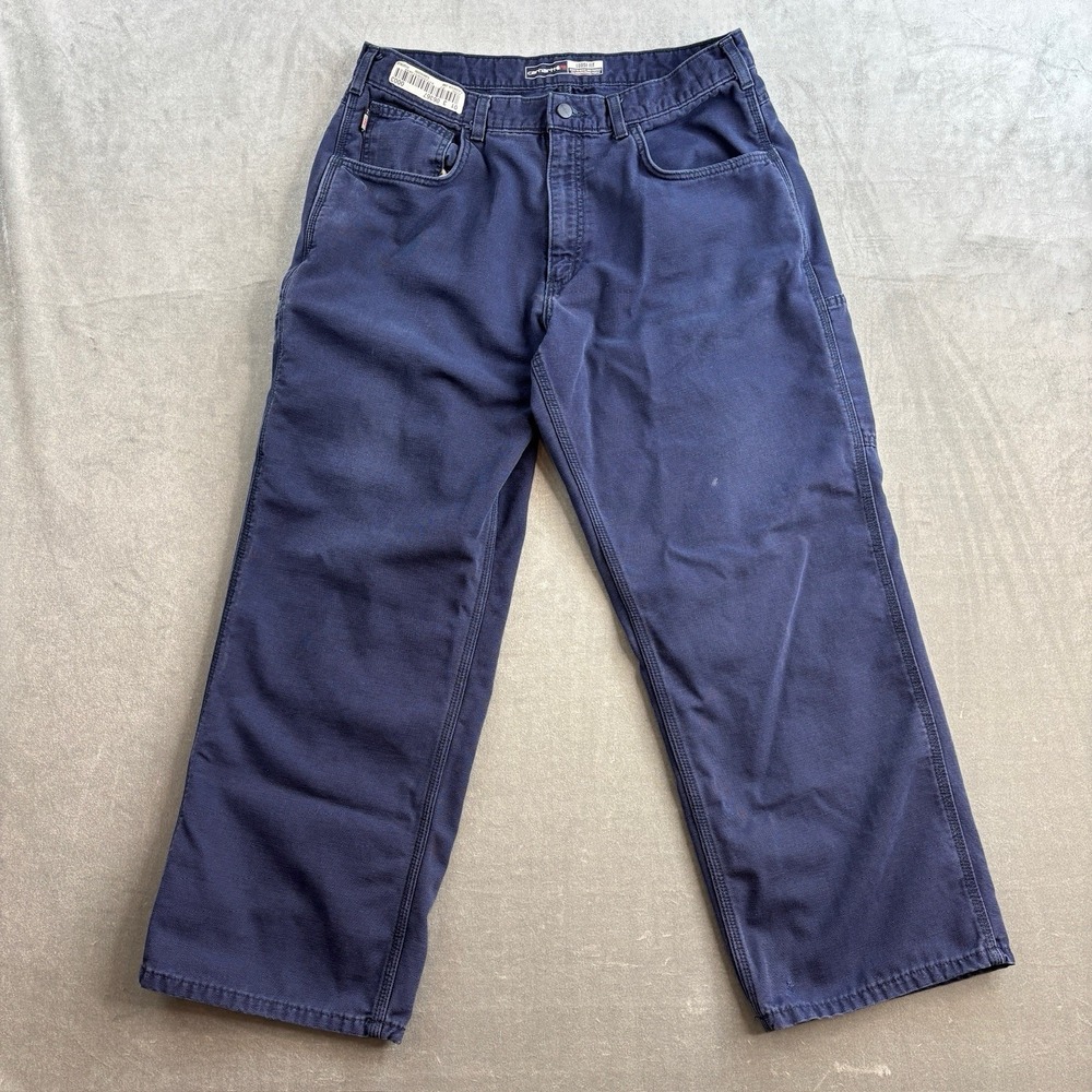 Carhartt FR Pants Mens 36x30 Navy Original Fit FRB159-DNY‎ Flame Resistant Work
